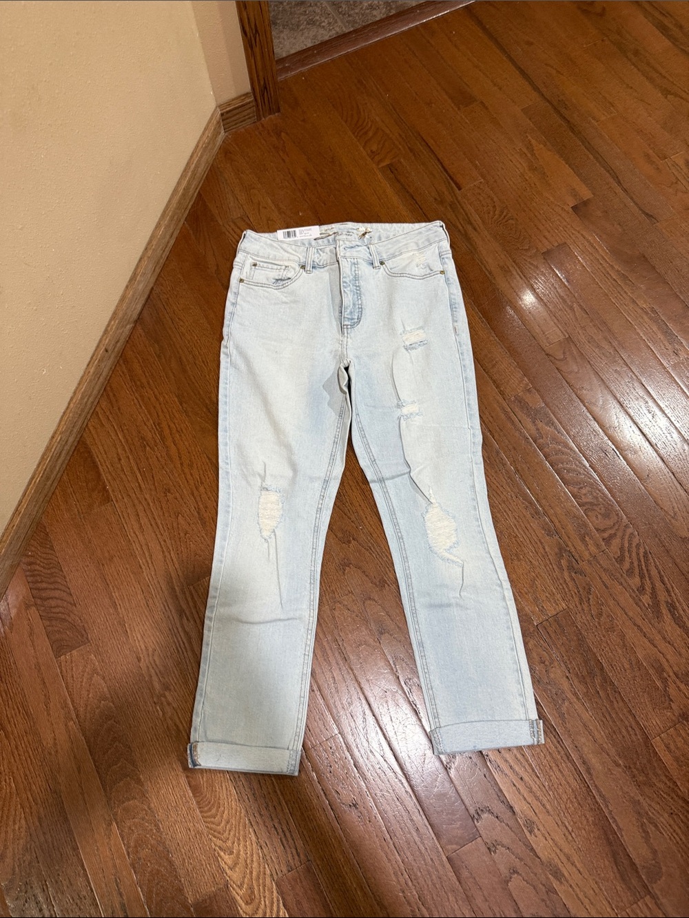 Seven7 Light Blue Distressed Boyfriend Jeans